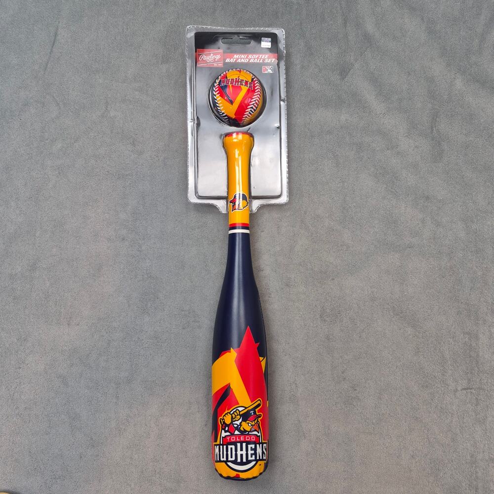 Rawlings Mini Softee Bat & Ball Set MLB Toledo Mud Hens 13" NEW